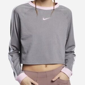 Nike Women's Pink and Gray Crop Jersey Top